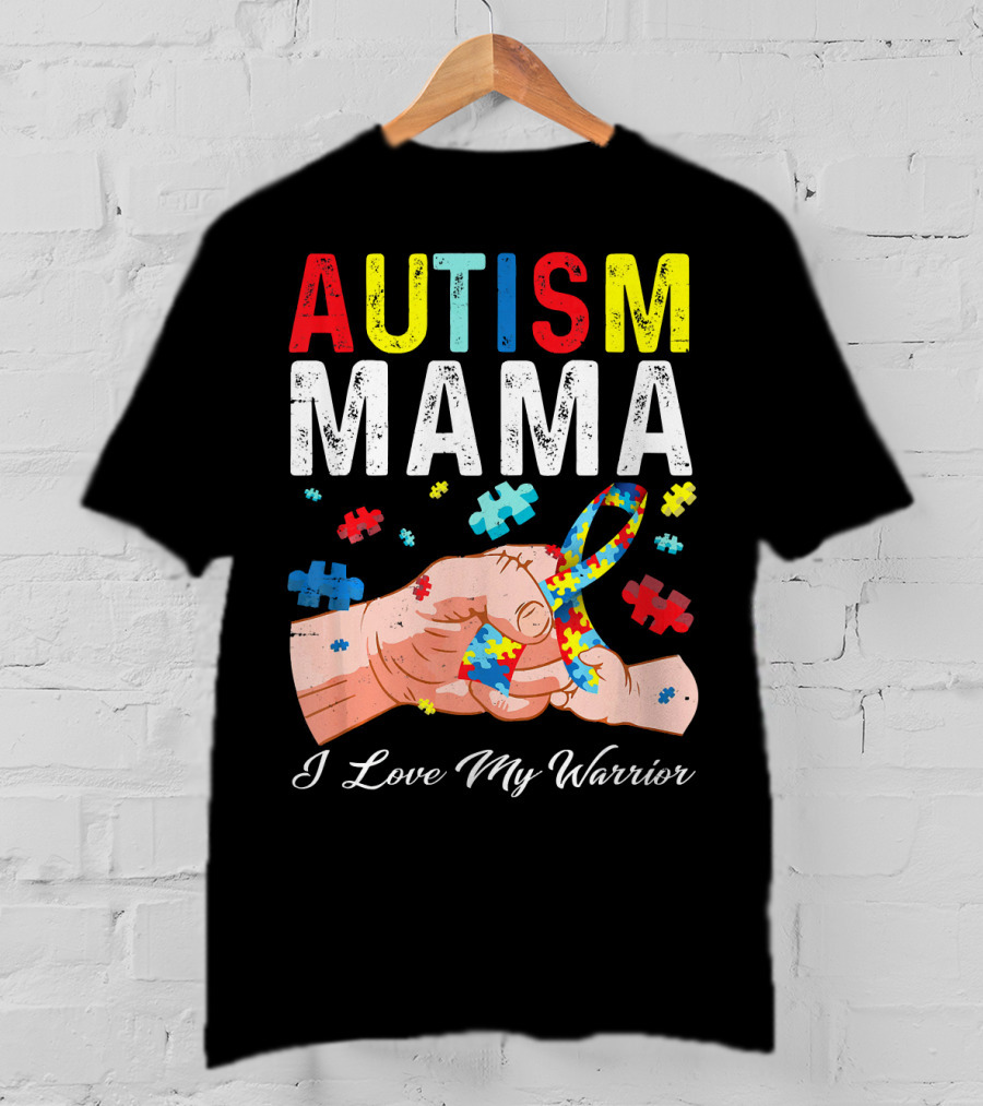 Autism Mama I Love My Warrior Puzzle T-Shirt