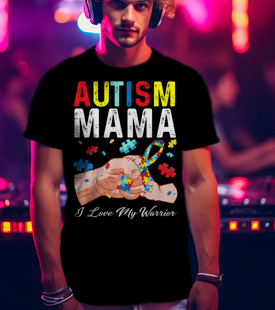 Autism Mama I Love My Warrior Puzzle T-Shirt