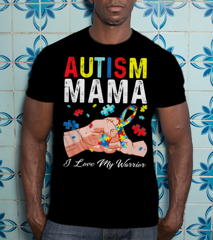 Autism Mama I Love My Warrior Puzzle T-Shirt