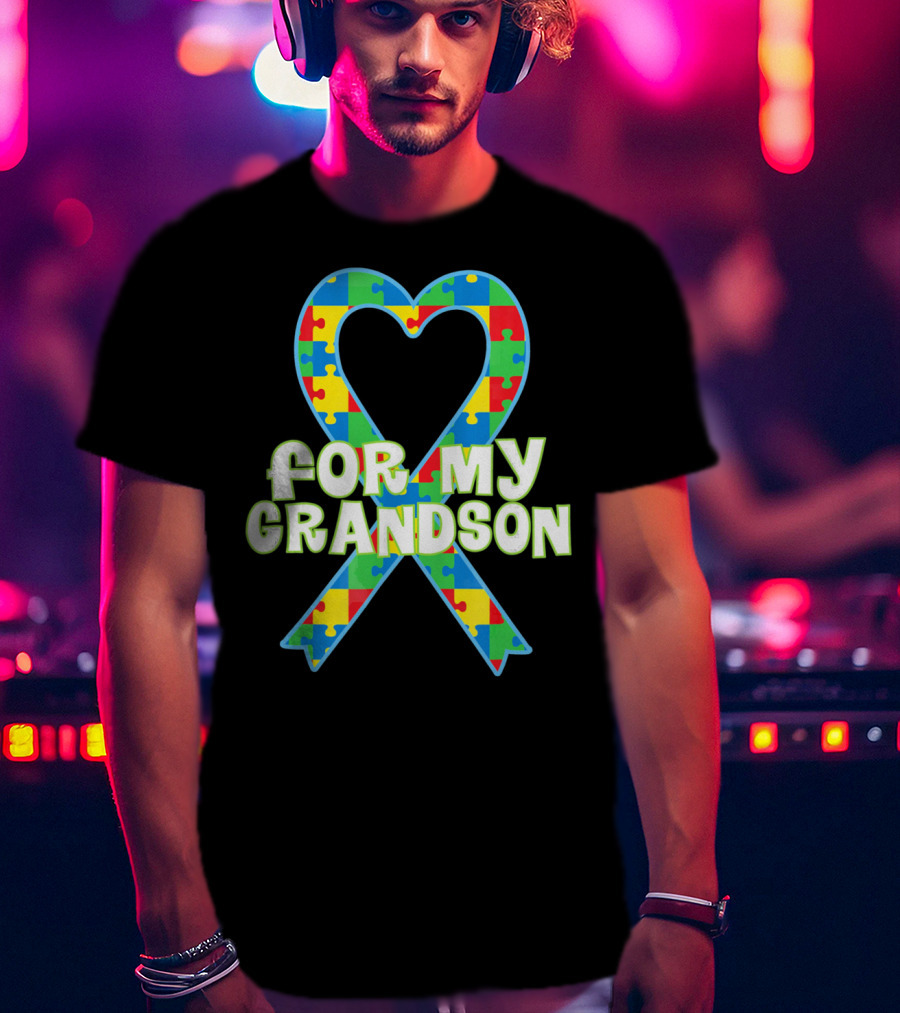 Autism Awareness Heart Puzzle For My Grandson T-Shirt
