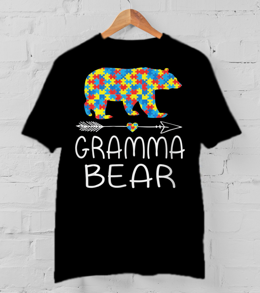 Gramma Bear Autism Awareness Puzzle Bear T-Shirt