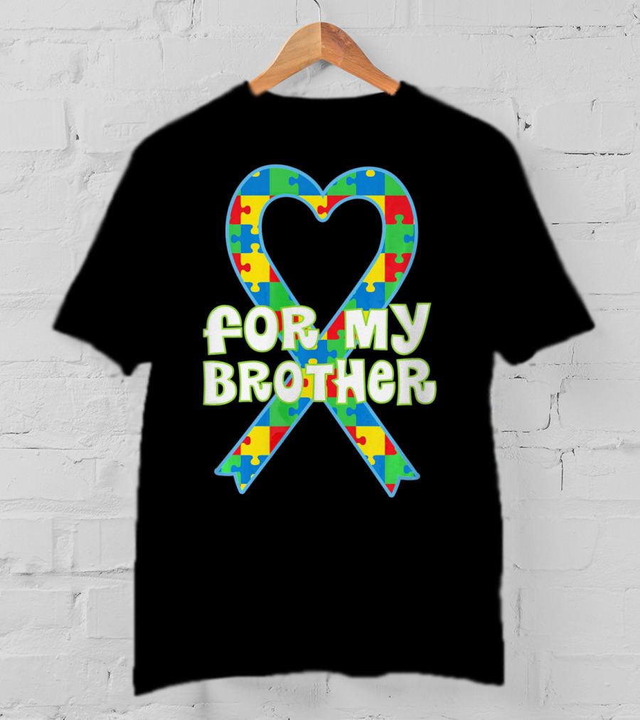 For My Brother Autism Awareness Puzzle T-Shirt