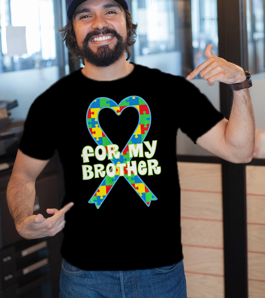 For My Brother Autism Awareness Puzzle T-Shirt