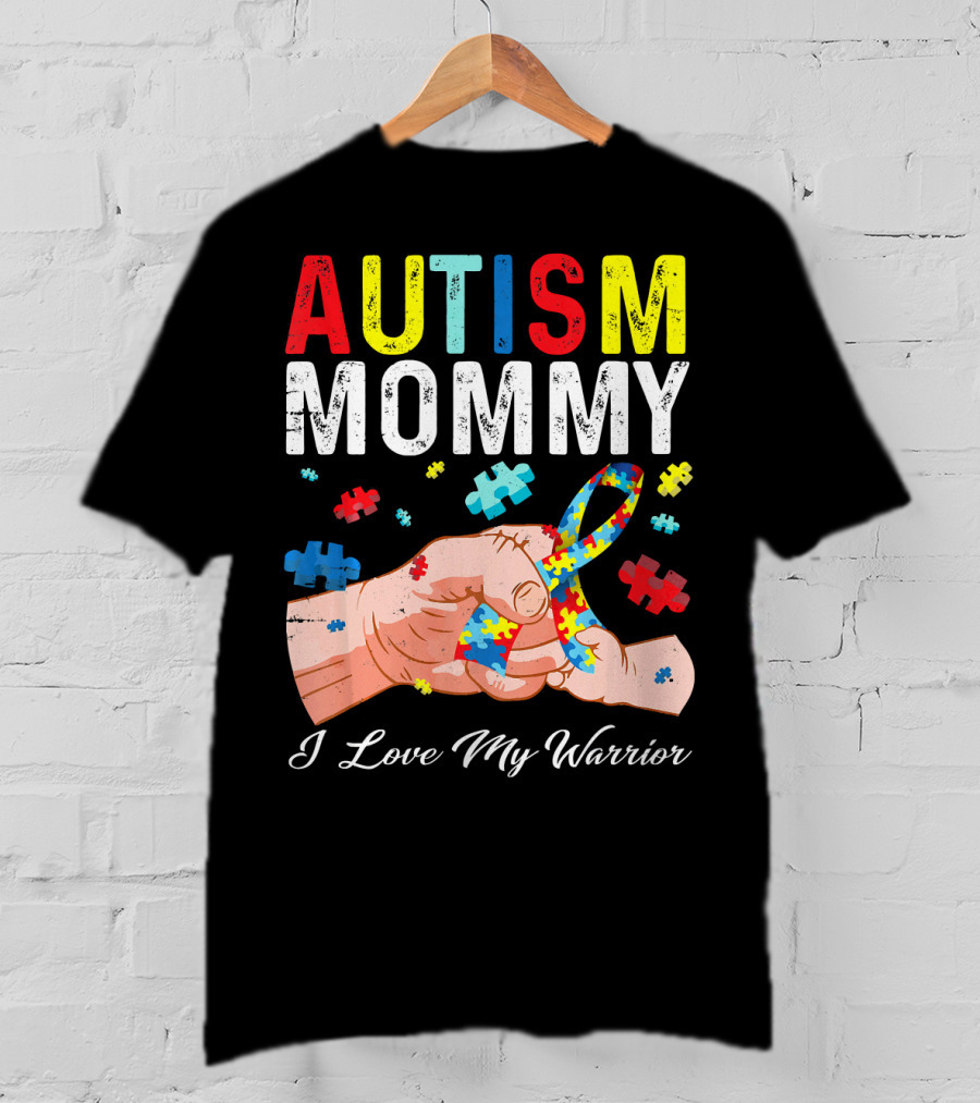 Autism Mommy I Love My Warrior Puzzle T-Shirt