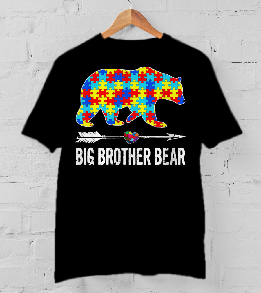 Big Brother Bear Autism Puzzle Heart Awareness T-Shirt