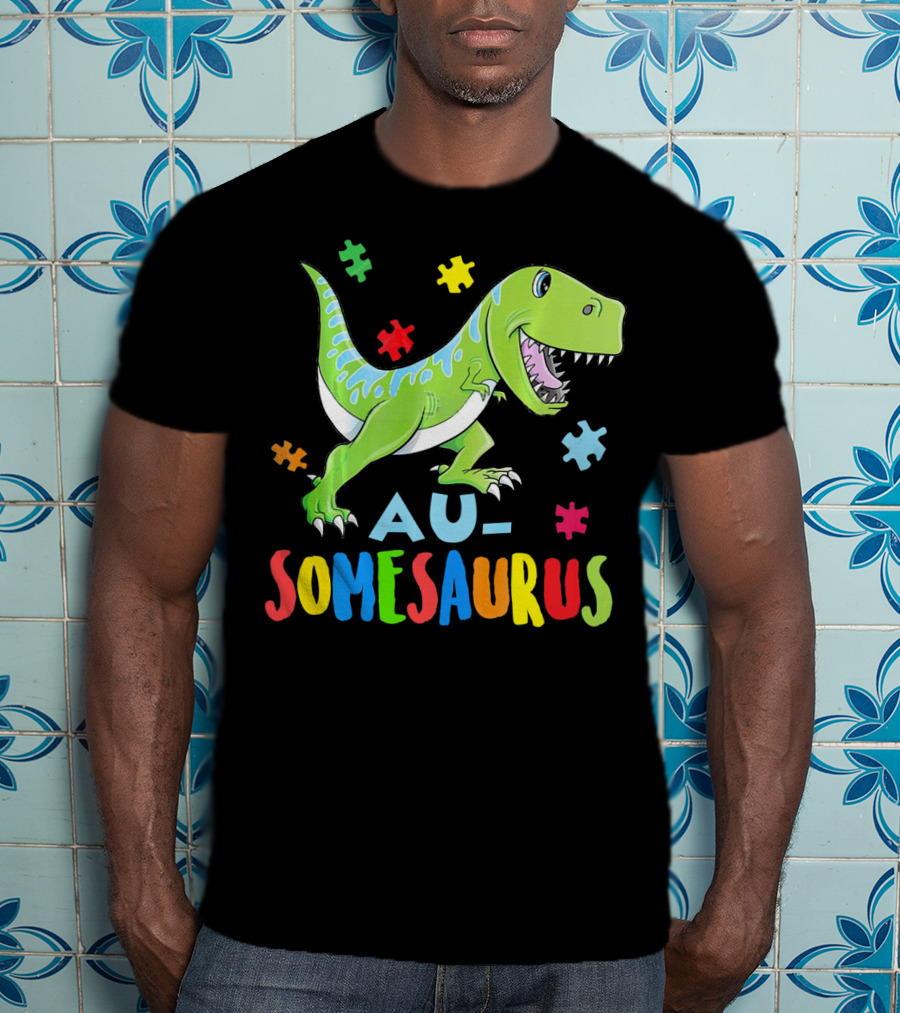 Ausomesaurus Dinosaur Autism Awareness T-Shirt