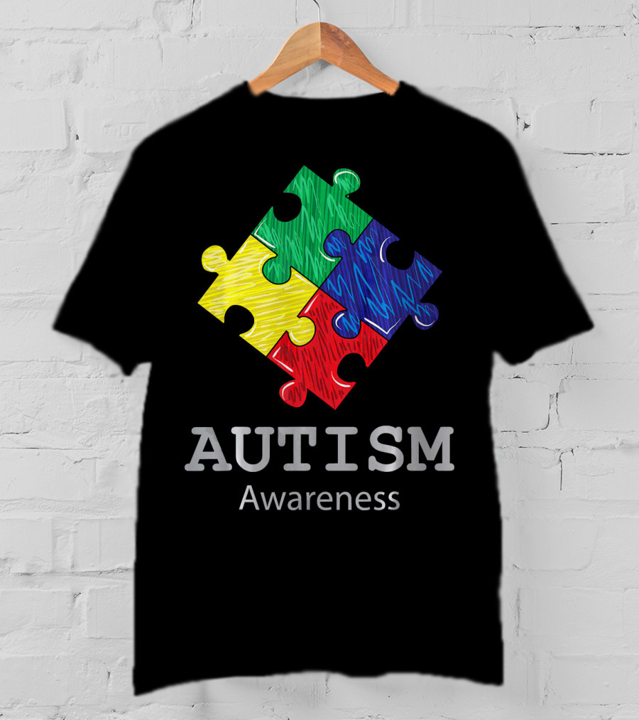 Autism Awareness Colorful Hand Drawn Puzzle Piece T-Shirt