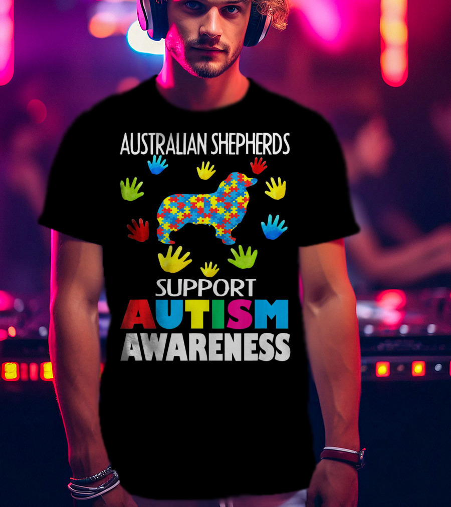 Australian Shepherds Support Autism Awareness T-Shirt