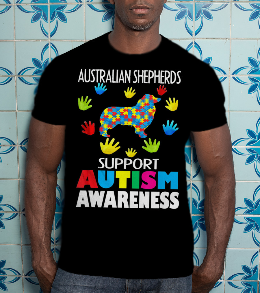Australian Shepherds Support Autism Awareness T-Shirt