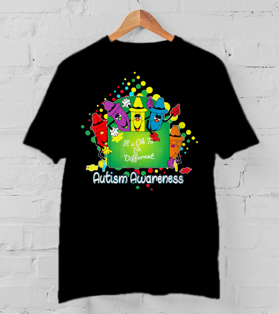 It's Ok To Be Different Autism Awareness Crayons T-Shirt