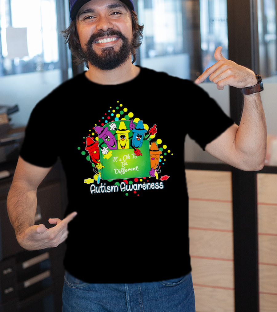 It's Ok To Be Different Autism Awareness Crayons T-Shirt