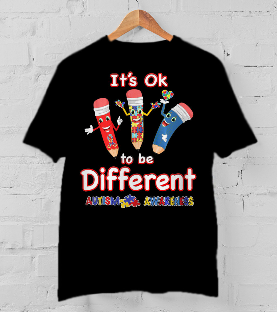 It's Ok To Be Different Autism Puzzle Piece Awareness T-Shirt