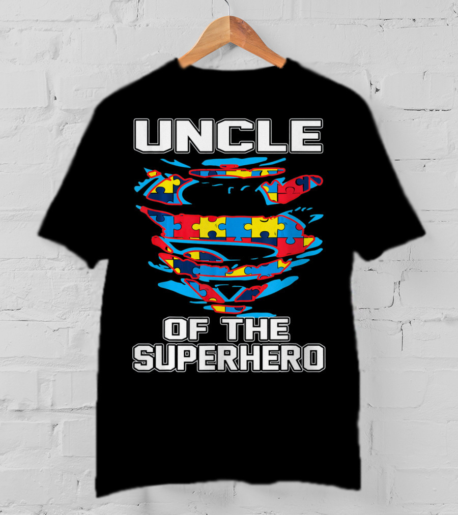 Uncle Autism Superhero Puzzle Logo Awareness T-Shirt