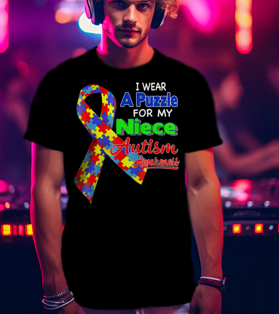 I Wear A Puzzle For My Niece Autism Awareness T-Shirt