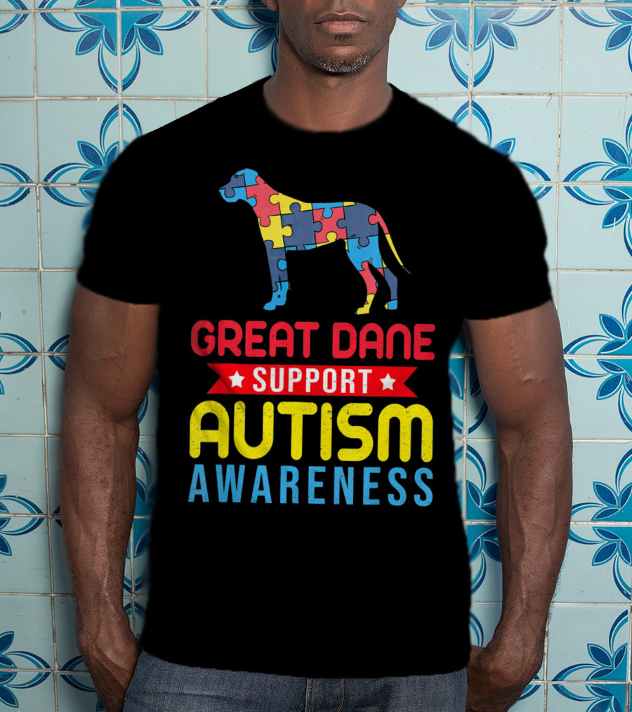 Great Dane Autism Awareness Support Puzzle T-Shirt