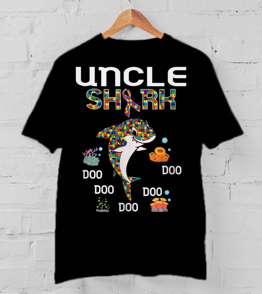 UNCLE SHARK Autism Awareness Doo Doo Doo Doo T-Shirt