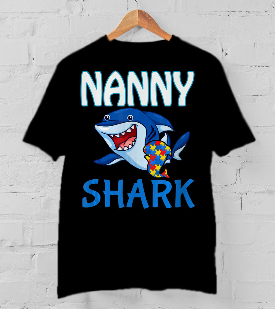 Nanny Shark Autism Awareness Puzzle Piece T-Shirt