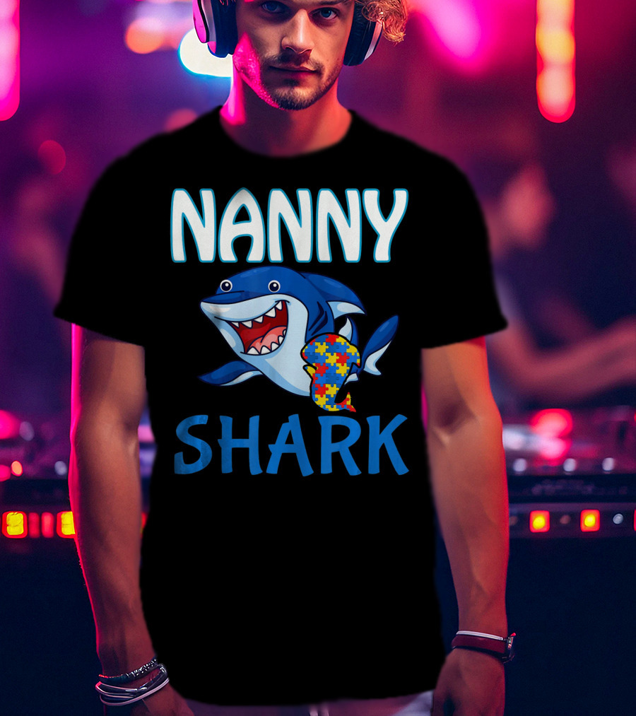 Nanny Shark Autism Awareness Puzzle Piece T-Shirt