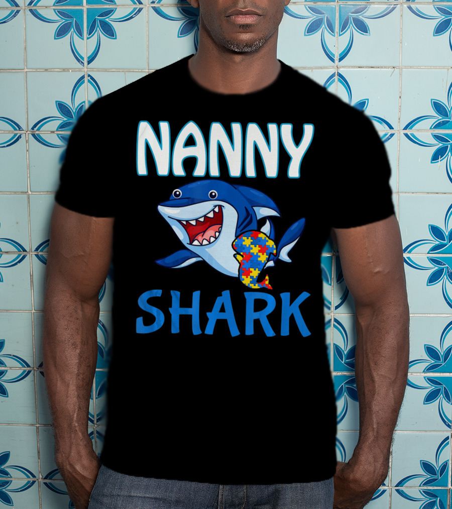 Nanny Shark Autism Awareness Puzzle Piece T-Shirt