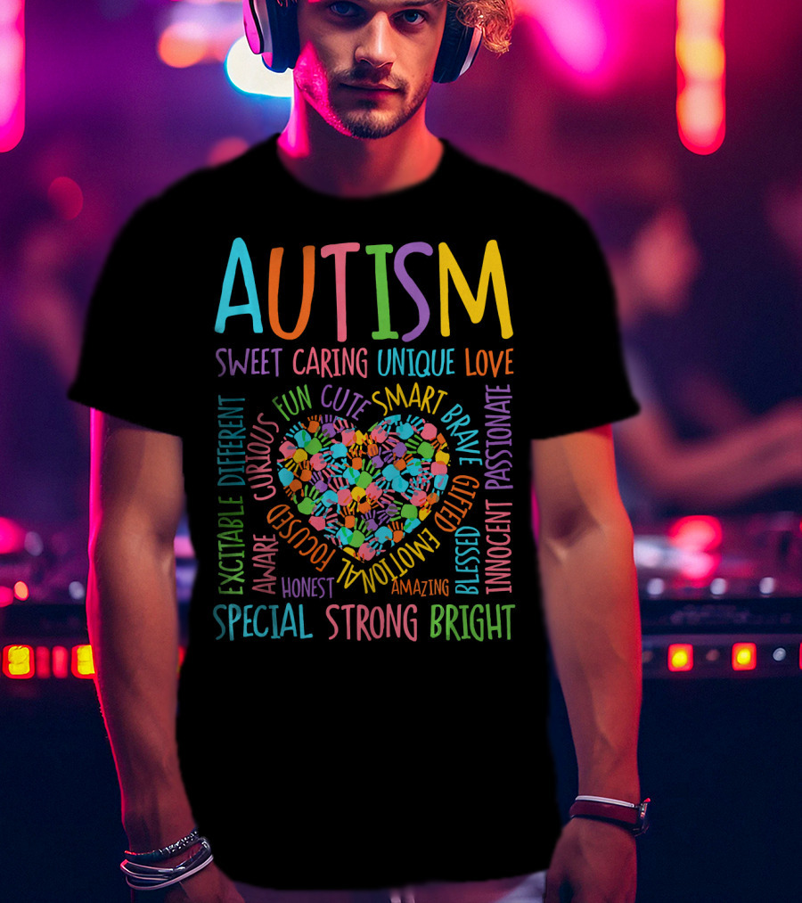 Autism Awareness Heart Puzzle Sweet Caring Unique Love Special Strong Bright T-Shirt