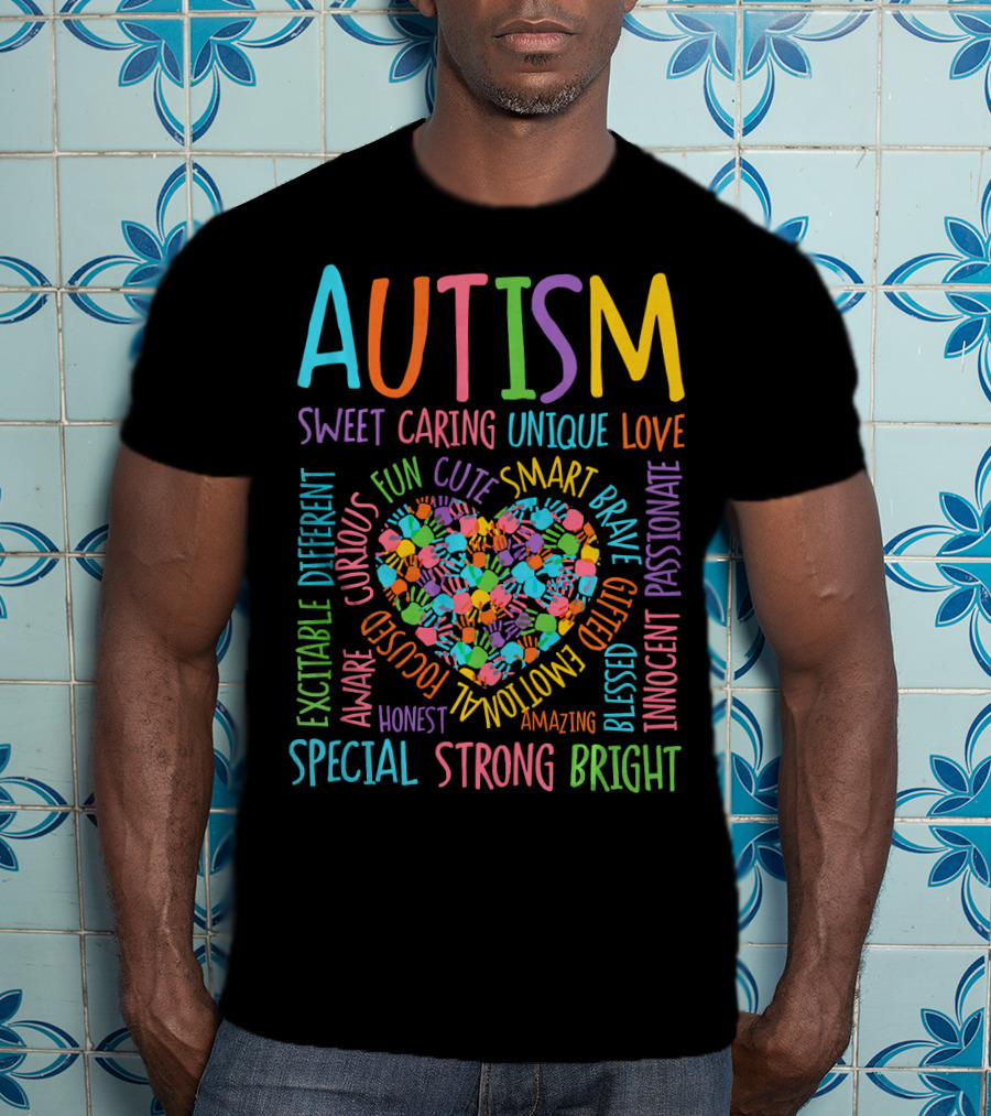 Autism Awareness Heart Puzzle Sweet Caring Unique Love Special Strong Bright T-Shirt