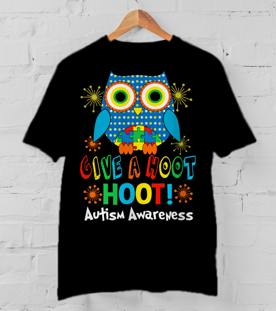 Give A Hoot Hoot Autism Awareness Owl Puzzle T-Shirt