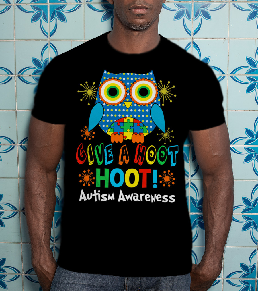 Give A Hoot Hoot Autism Awareness Owl Puzzle T-Shirt