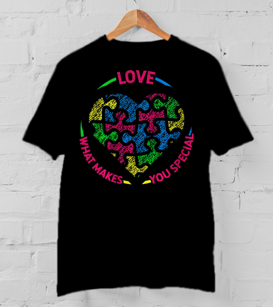 Love What Makes You Special Autism Awareness Puzzle Heart T-Shirt