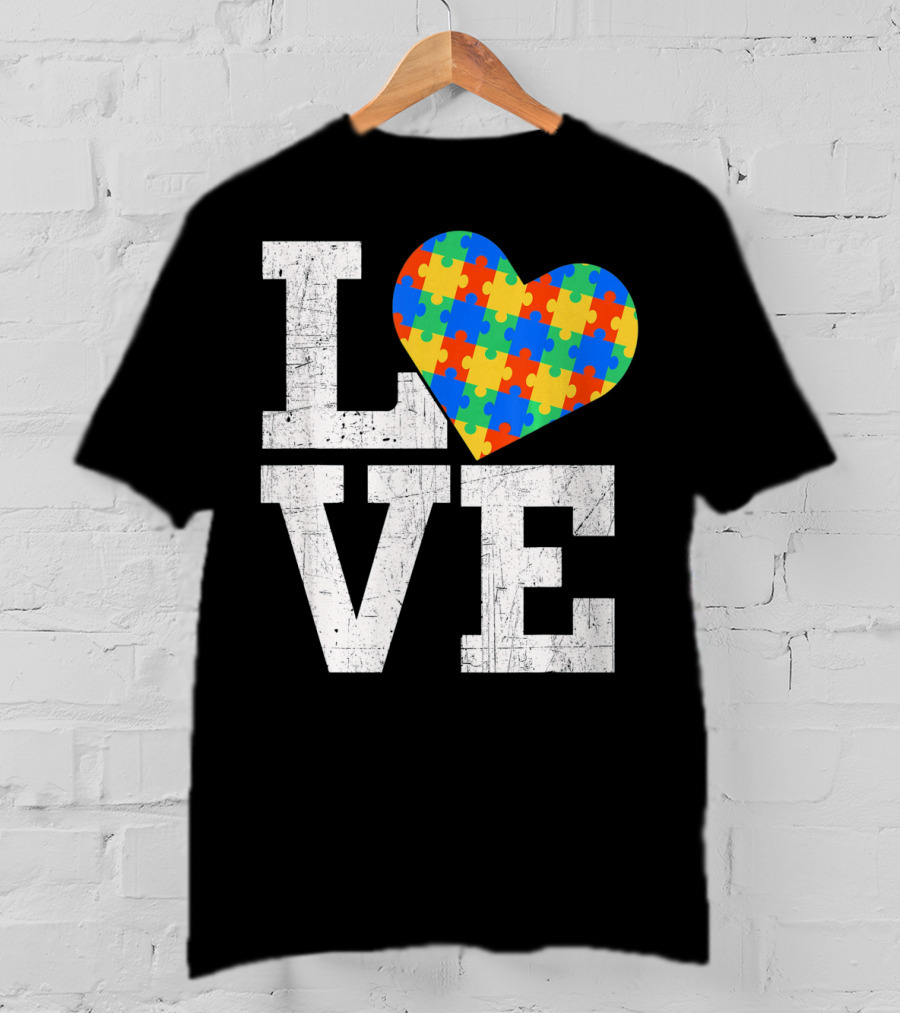 Love Someone With Autism Autism Awareness Puzzle Heart T-Shirt