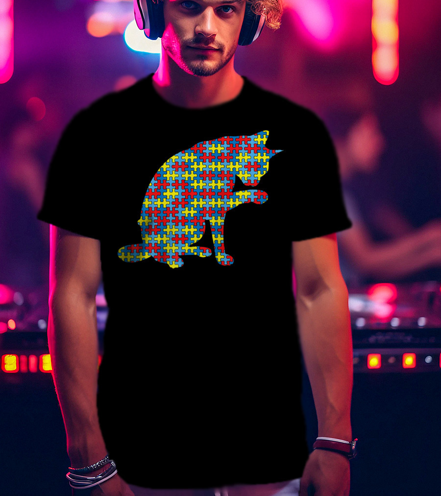 Abyssinian Autism Awareness Kitten Puzzle T-Shirt