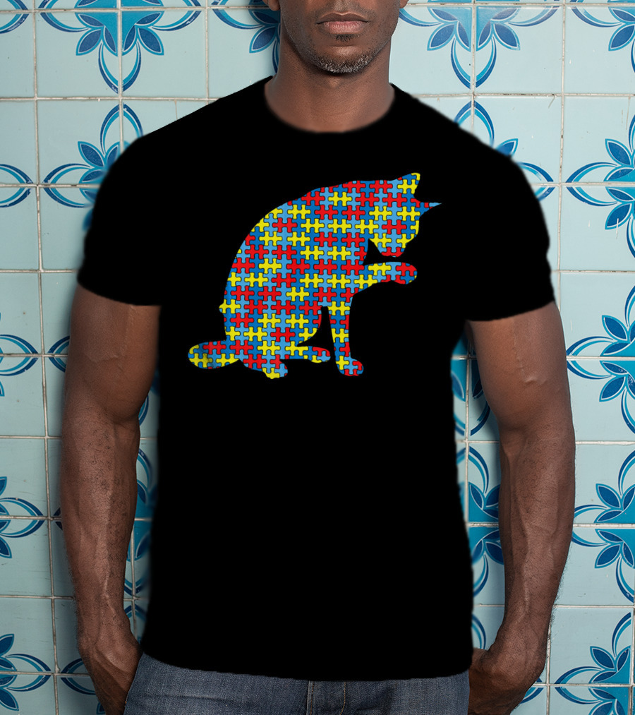 Abyssinian Autism Awareness Kitten Puzzle T-Shirt