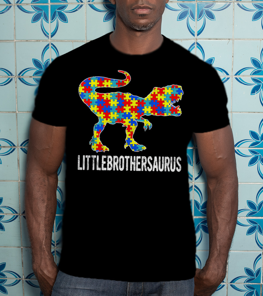 Strong Little Brothersaurus Dinosaur Puzzle T-Shirt