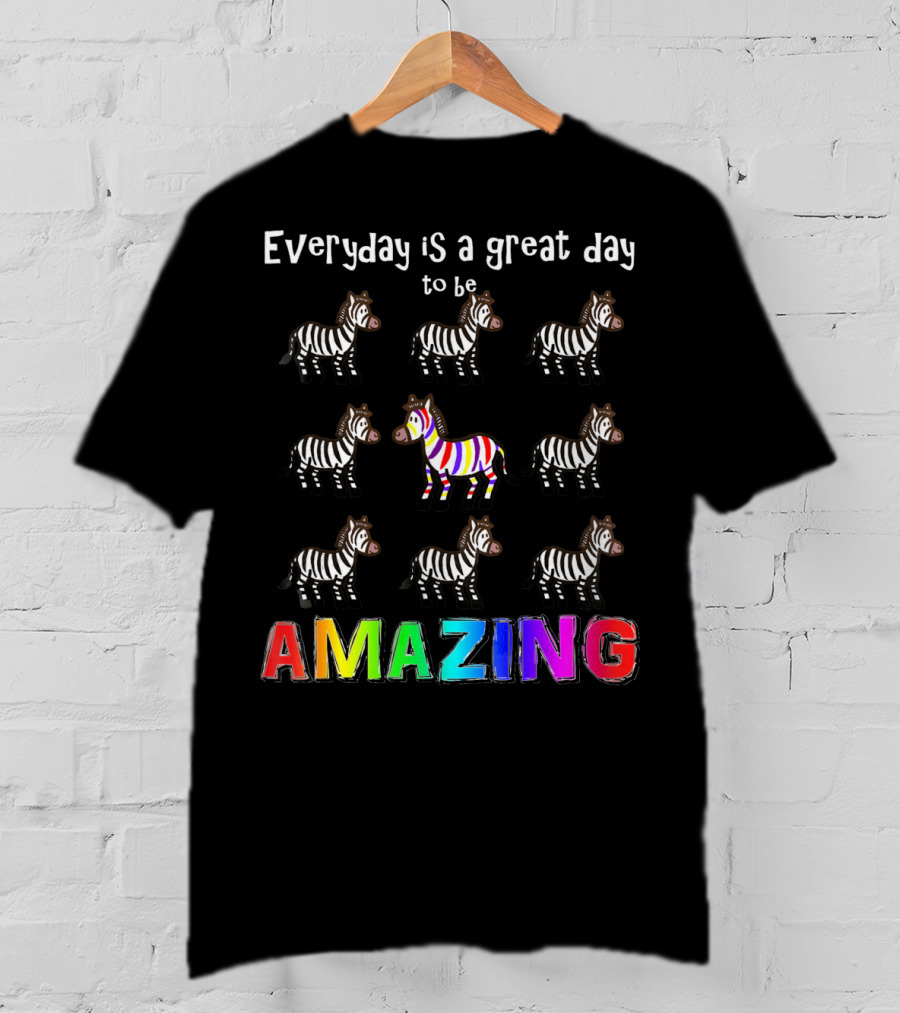 Everyday Is A Great Day To Be Amazing Rainbow Zebra T-Shirt