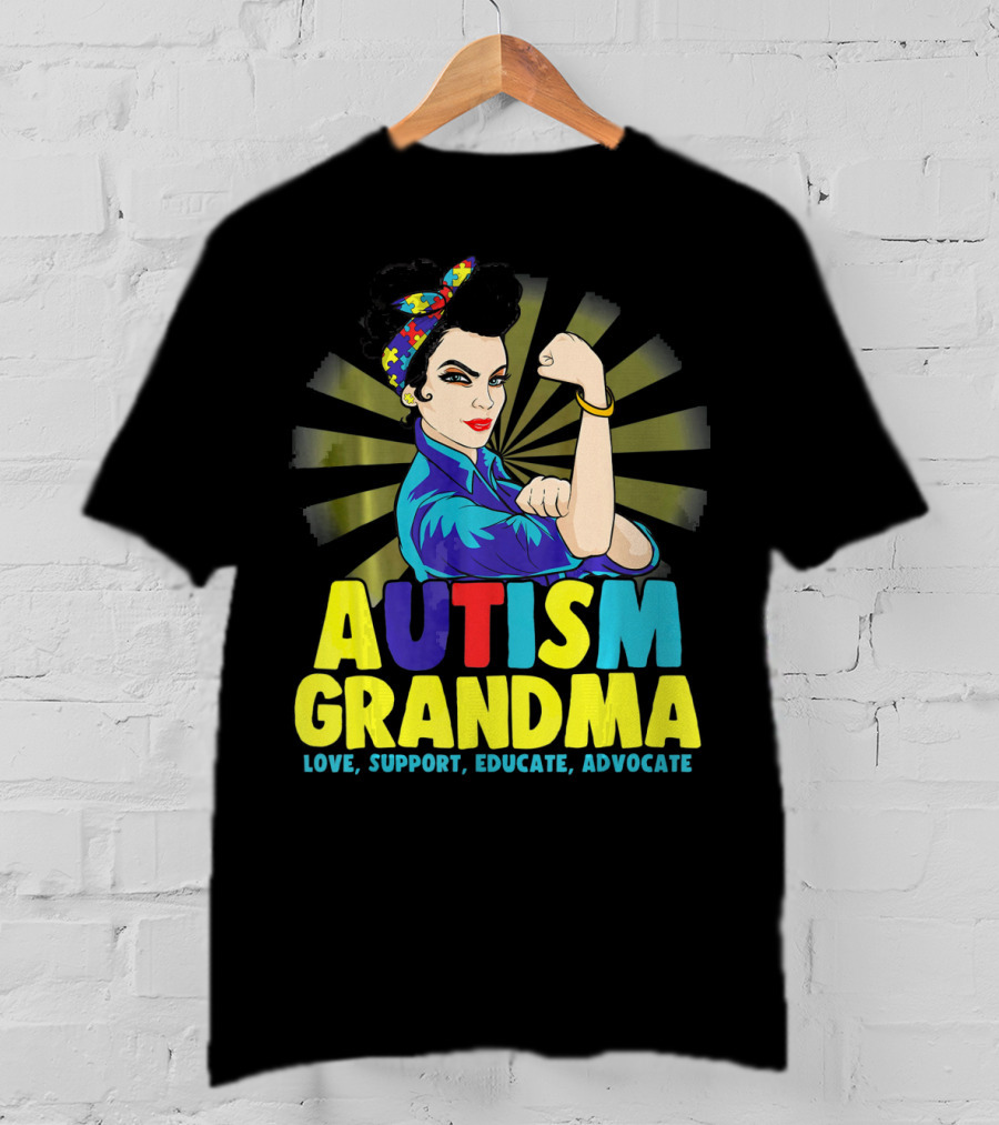 Autism Grandma Love Support Educate Advocate Retro Iconic T-Shirt
