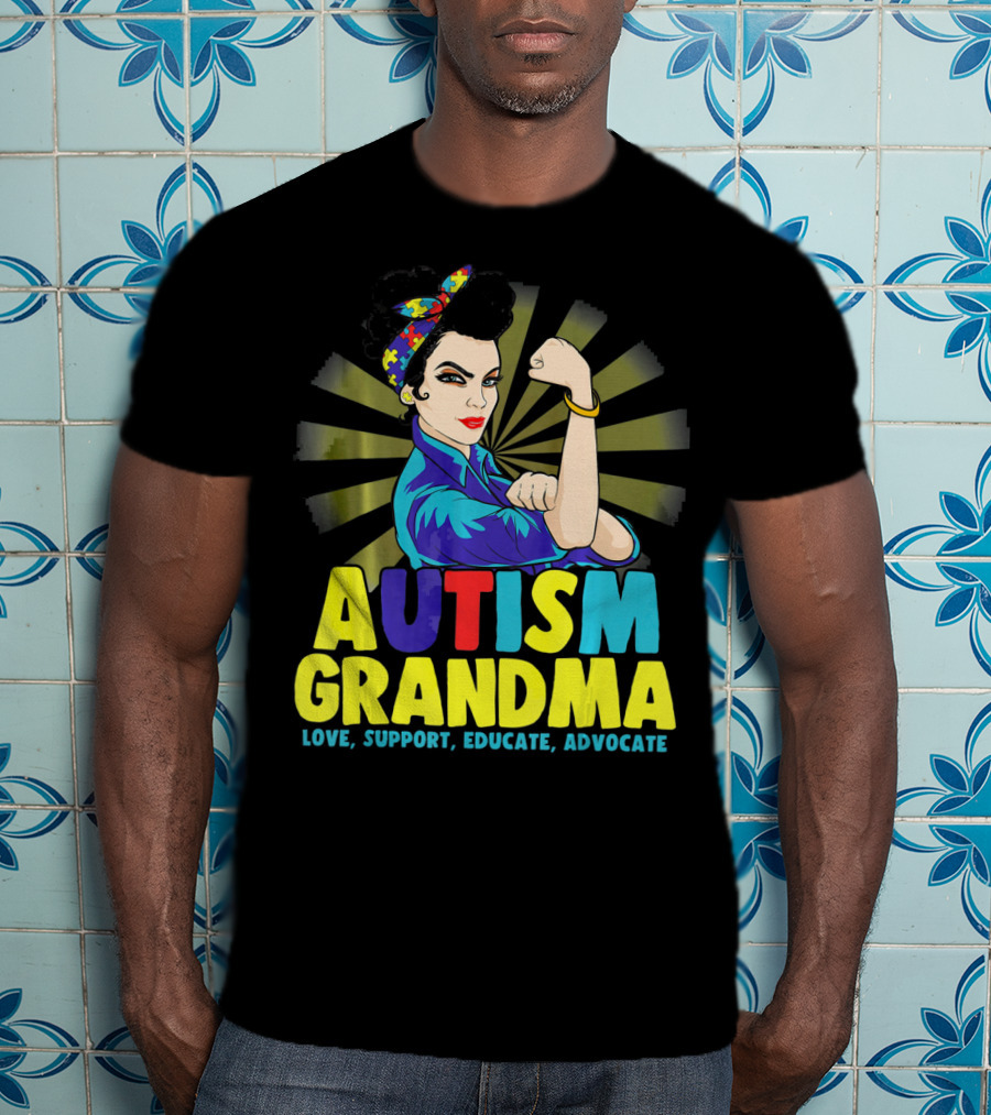 Autism Grandma Love Support Educate Advocate Retro Iconic T-Shirt
