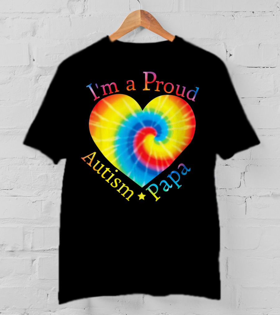 I'm A Proud Autism Papa Rainbow Heart Spiral T-Shirt