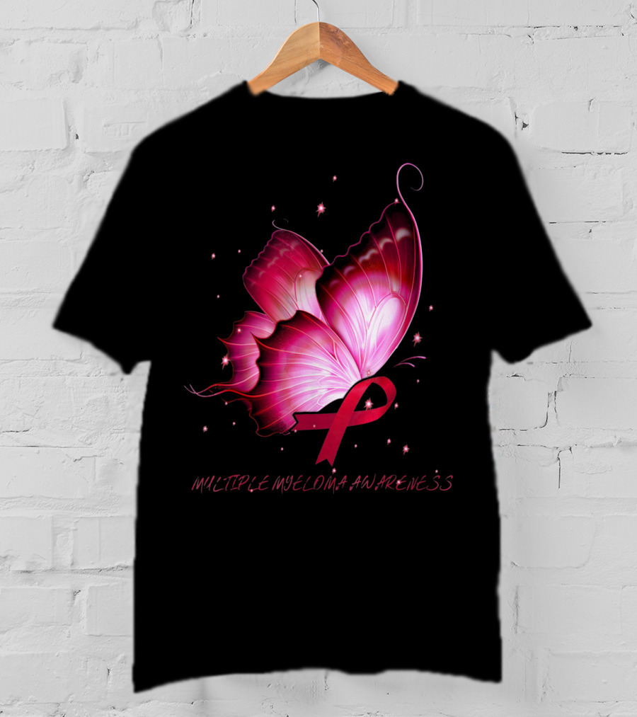 MULTIPLE MYELOMA AWARENESS Pink Butterfly T-Shirt