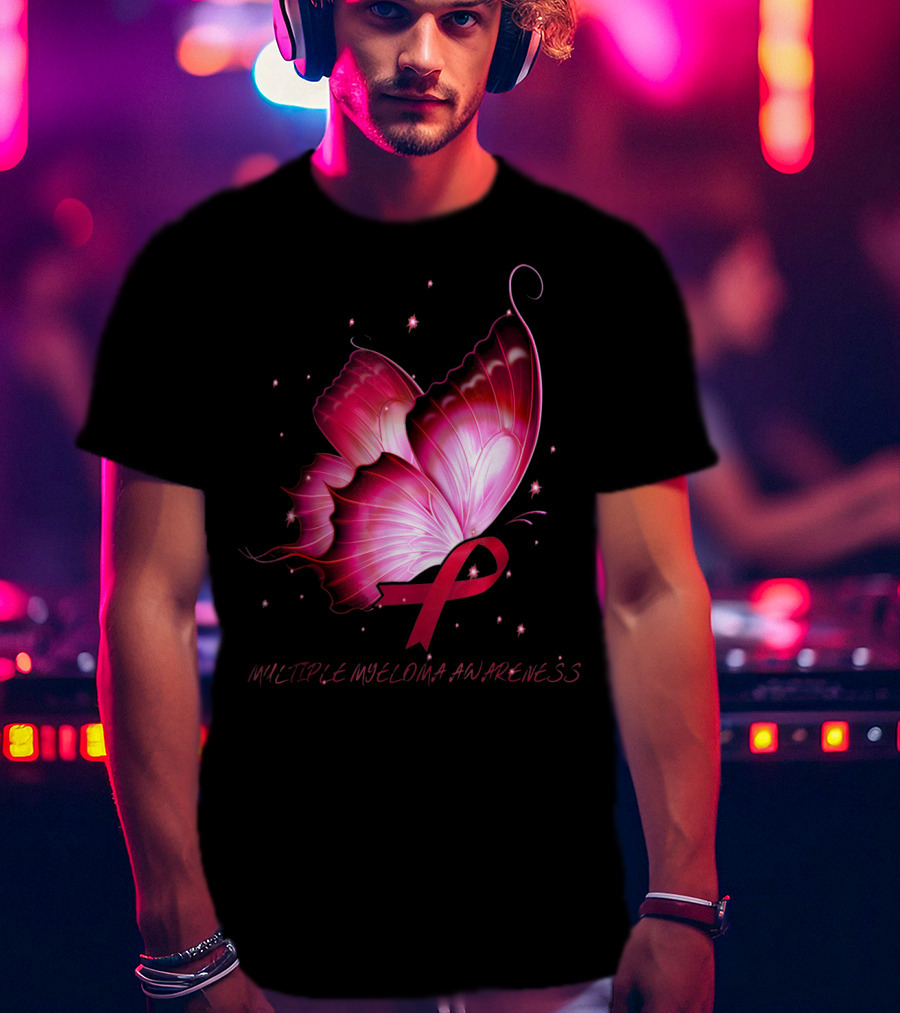 MULTIPLE MYELOMA AWARENESS Pink Butterfly T-Shirt