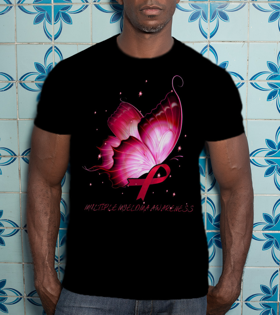 MULTIPLE MYELOMA AWARENESS Pink Butterfly T-Shirt