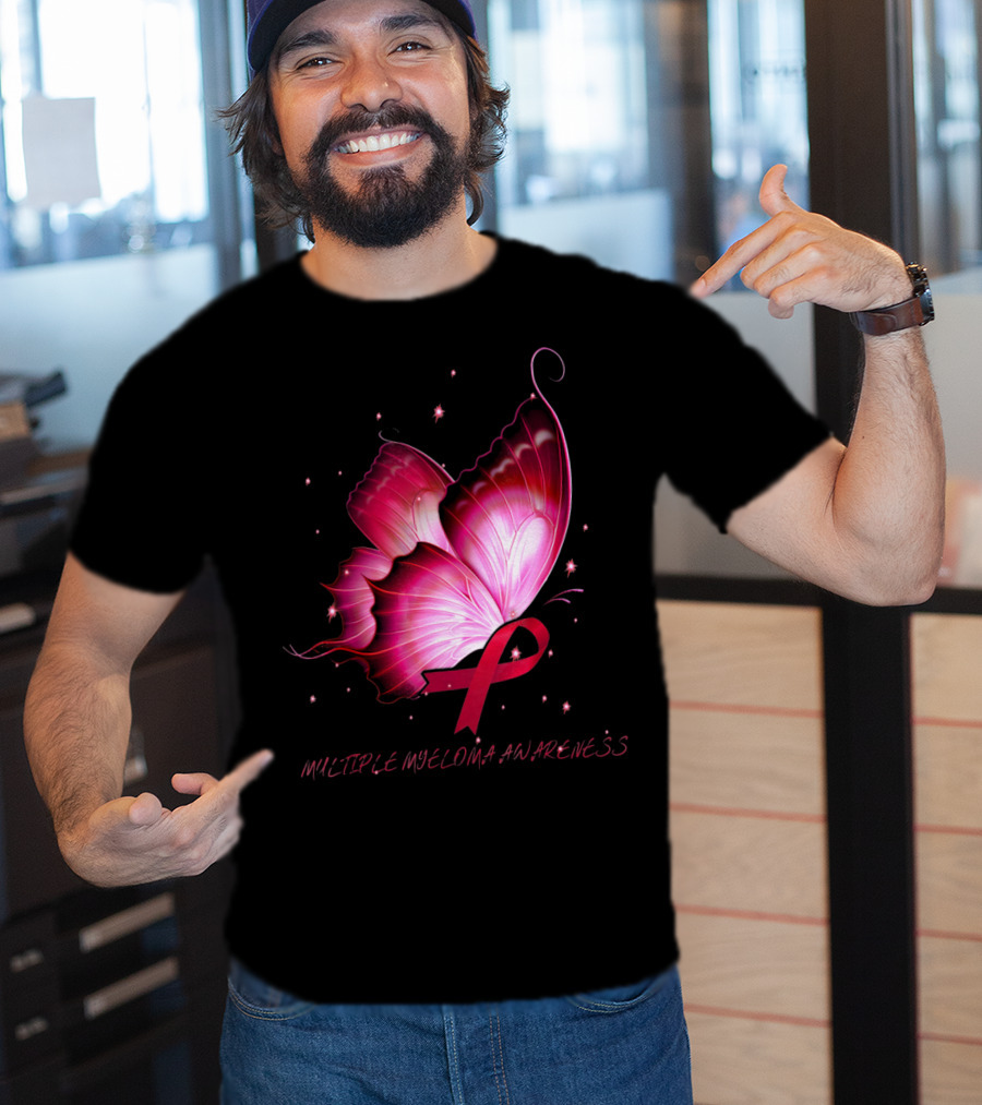 MULTIPLE MYELOMA AWARENESS Pink Butterfly T-Shirt