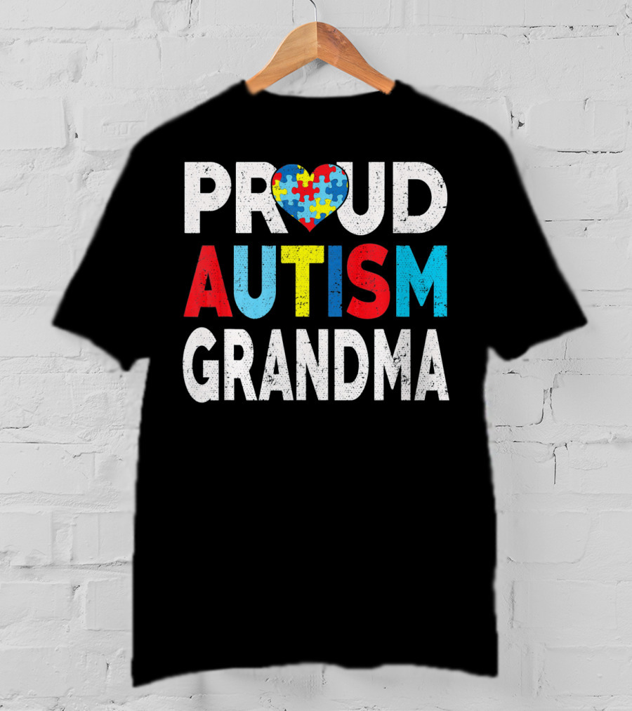Proud Autism Grandma Heart Puzzle Love T-Shirt