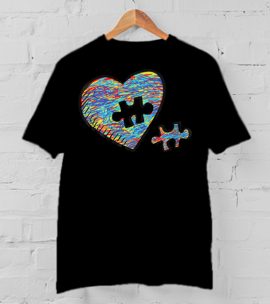 Autism Awareness Superpower Heart Puzzle Piece T-Shirt