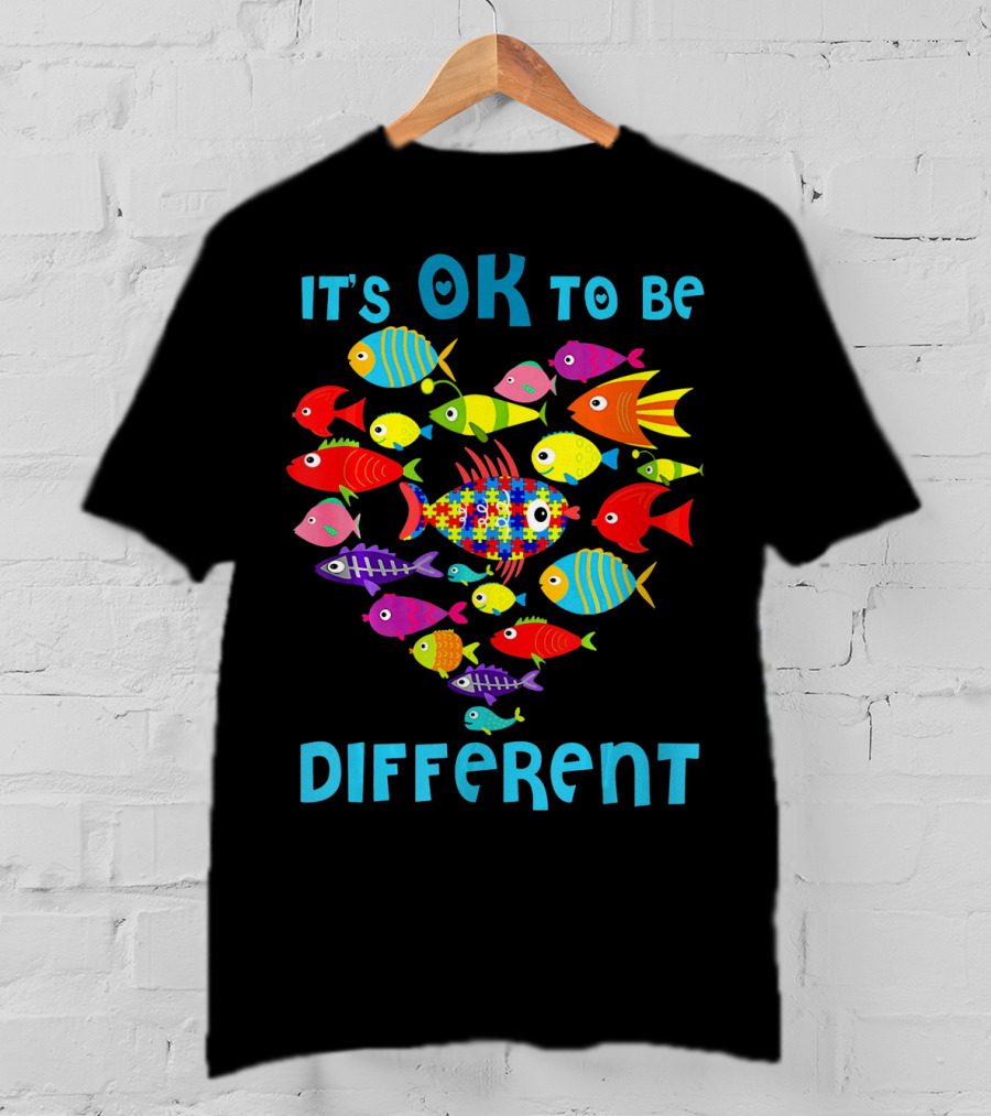 It's OK To Be Different Puzzle Fish Autism T-Shirt