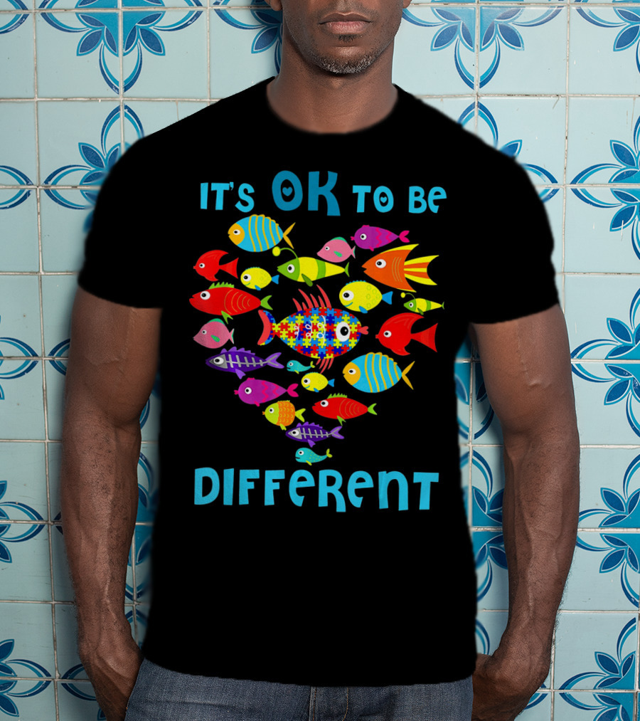 It's OK To Be Different Puzzle Fish Autism T-Shirt