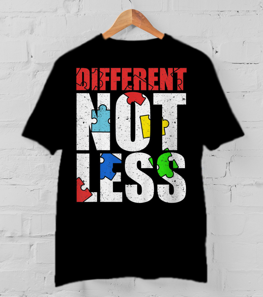 Kids Autism Awareness Different Not Less Puzzle Pieces T-Shirt