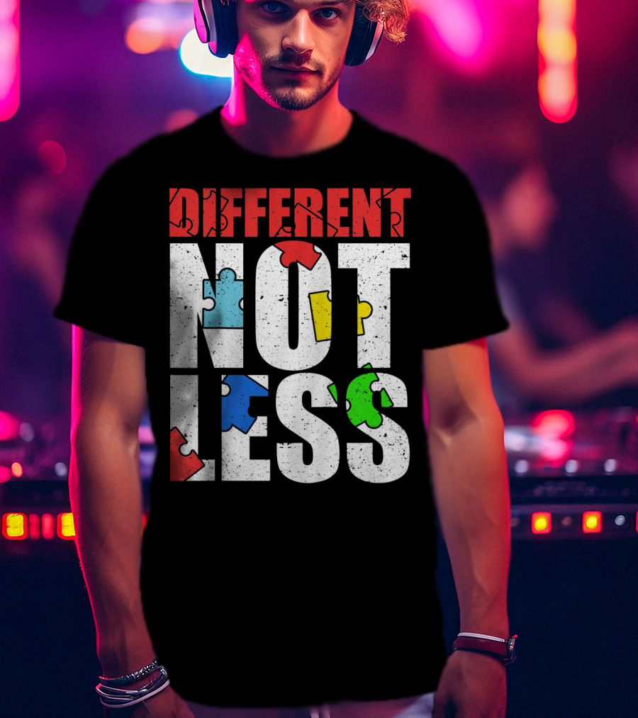 Kids Autism Awareness Different Not Less Puzzle Pieces T-Shirt