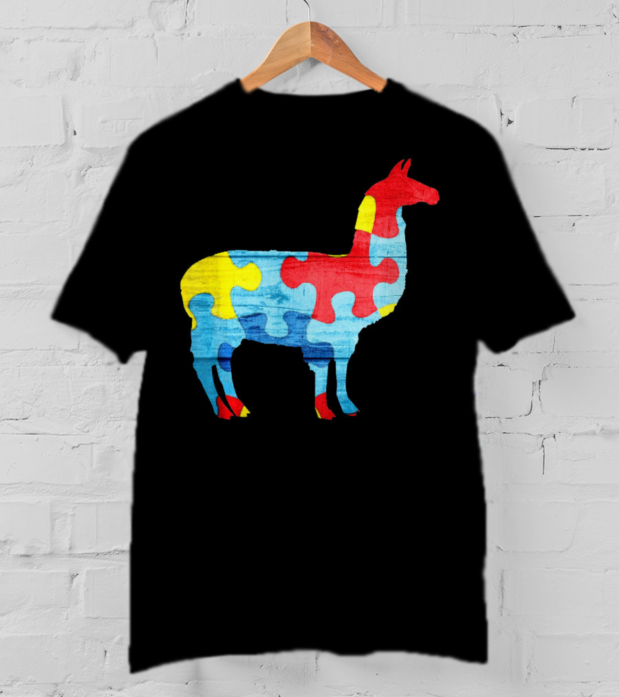 Autism Awareness Puzzle Llama Multicolor T-Shirt