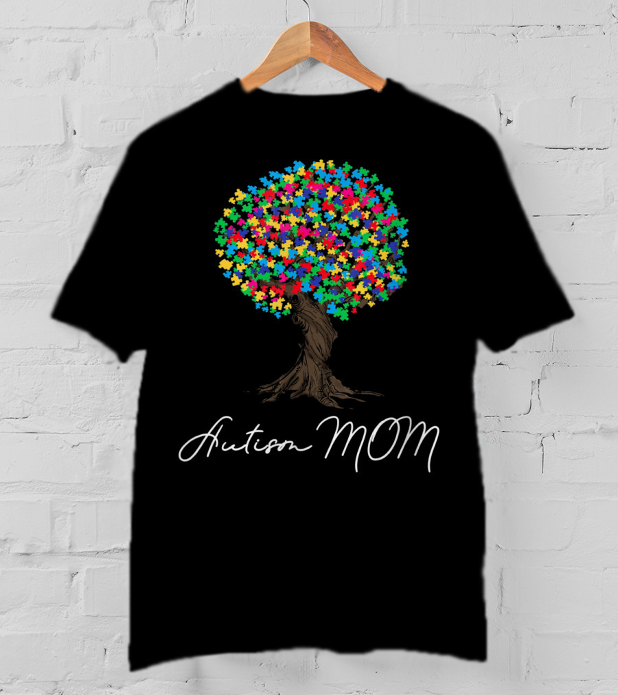 Autism Awareness Mom Puzzle Tree T-Shirt