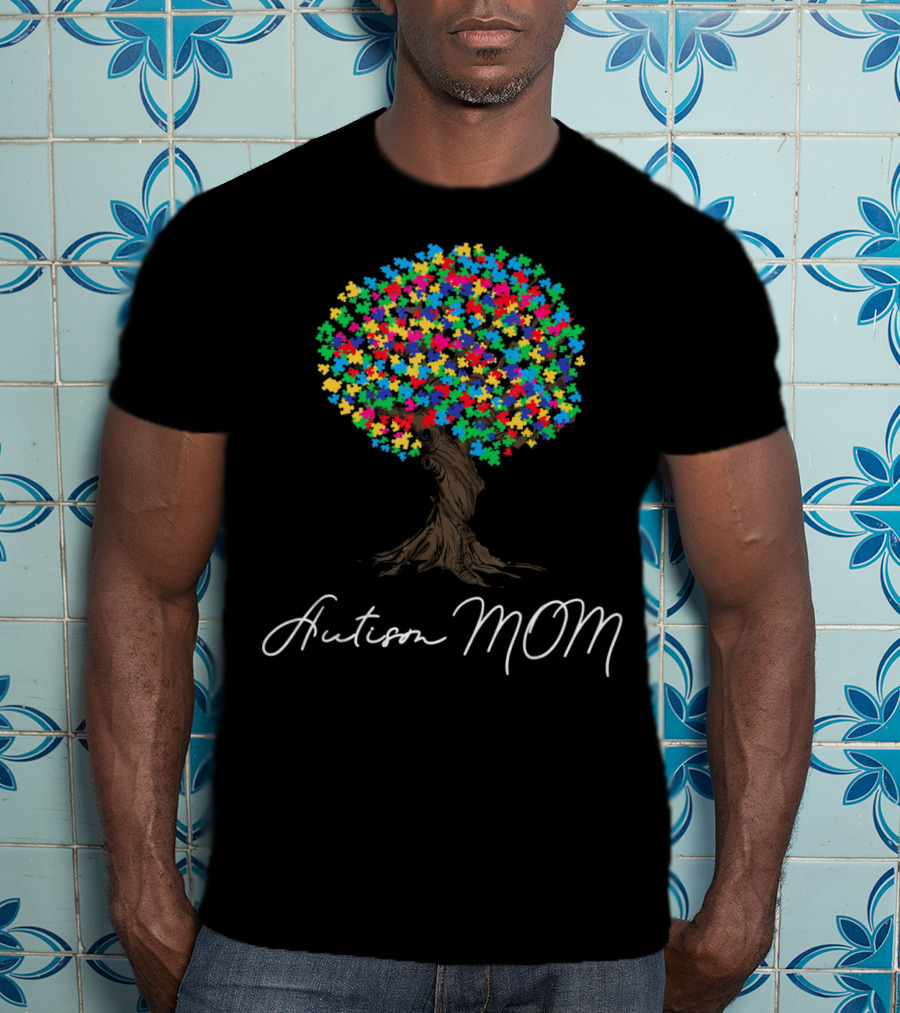 Autism Awareness Mom Puzzle Tree T-Shirt