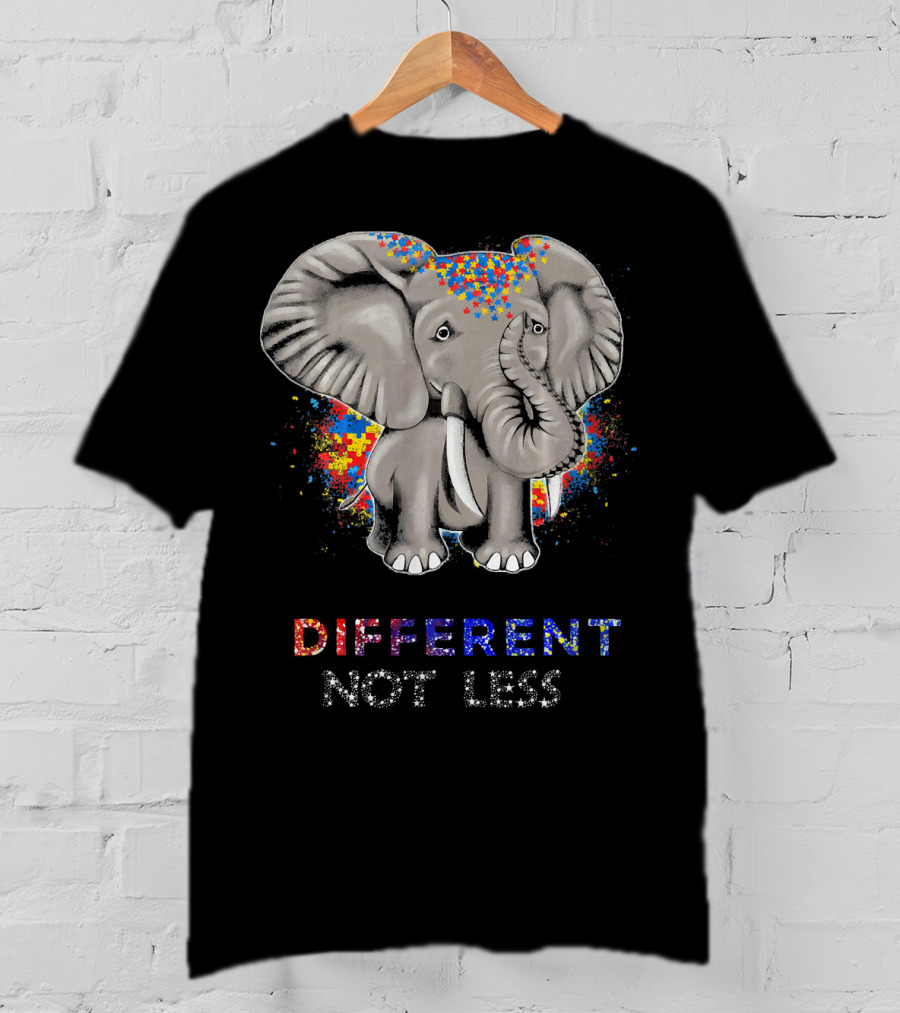Different Not Less Autism Awareness Elephant T-Shirt